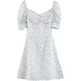 Fongt Female 2024 Spring Summer New Lace Bubble Sleeves Show Thin Waist Floral Skirt Women's