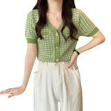 Fongt French Summer T-Shirt Women V Collar Temperament Short-Sleeved Small Short-Term Repair Cloth Wear Clothes In The
