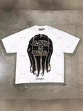 Vintage T-Shirt Men's High Street Creative Pattern Printing Round Collar Short-Sleeved Cotton Super Loose Short Sleeves-Outfit
