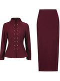 Fongt Temperament Set Fall 2025 New Fashion Collar Button Design High Waist Dress Dress