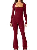 Fongt Women's Long-Sleeved Giose Waist-High-Legged Jump-Suited Jump-Suited Jump-Suited Trousers