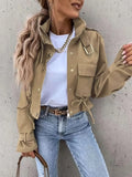 Fongt New Jacket Collar Retro Women's Short