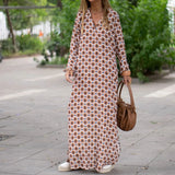 Fashion V-Neck Print Long-Sleeved Dress Hotline