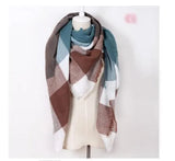 Designer Fashion Pink Scarf Soft Cashmere Acrylic Warp Square Oversize Shawl For Women Winter Plaid