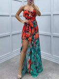 Fongt Women's New Party Mesh Yarn Tset Dress INS Casual Fashion Print 8065