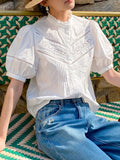 Korean Women's Clothing New Temperament Commuter Women's Top Short-Sleeved Shirt Women Design Feel French White Shirt
