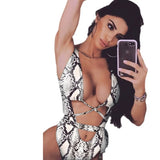 Fongt New Bikini One-Joined Bikini Bikini Leopard Print Hollowed-Out One-Piece Swimsuit-Outfit