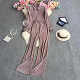Fongt Suit Female Temperament Loose Long-Sleeved Shirt Two Sets Of Leisure High-Waist Hanging Pendant 100 Rolls