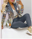 2PCS Pants Set Women Business Office Sets For Ladies Elegant Outfits Lapel Collar Fashion Blazer Suit Jacket and Pants
