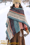 Boho Cloaks Capes Top Red Women Autumn Winter Floral Knitted Poncho Capes Tassels Chic Cloak Poncho