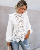 Women Boho Long Sleeve Floral Lace White Tops Blouses Hollow Back Summer Beach Elegant Shirt harajuku femme Clothes Party Tops-Outfit