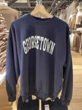 Women Navy Sweatshirts 2023 Fall Fashion O Neck Long Sleeves Letter Printed Sweatshirts Female Chic Pullovers-Outfit