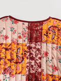 New Autumn Flower Print Embroidered Short Cotton Coat-Outfit