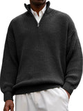Fongt New Fashion Men's Sweater Casual Long Sleeve Half Zipper Collar Polo Shirt Top Men
