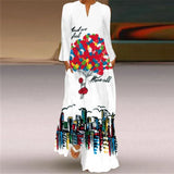 V-neck Long Sleeve Ankle-Length Vintage