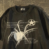 Spider Print Oversized Short Sleeve Tee-Outfit