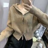 Fongt Zipper Sweater Jacket Cardigan 2024 Spring And Autumn Wear A Small Design Of Small Short Hooded Knitted