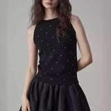 Fongt Atmospheric Wave Point Retro Sleeveless Knitted Summer Collar Vest Top New Design Sling
