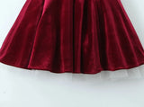 Red Velvet Strap Flare Mini Dress-Outfit