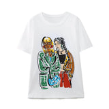 Fongt 2023 New Women's Round Collar Short Sleeve Contrast Color Print T-Shirt 5644156 910-Outfit