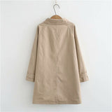 4XL Women's Trench Coat Loose Outerwear Hide Button Windbreaker Female Casual Tops Solid Color Cotton Trench