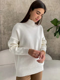 Women Turtleneck Sweater Knitted Oversized 2022 Autumn Winter Thick Warm Pullover Tops Ladies Casual Loose Female Pull