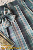 Sweet Bow Jk Plaid Skirt Women Fashion High Waist Adjust Button Girls Pleated Skirt Summer Preppy Style Sexy Mini