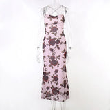Floral Print Strappy Back Tie-Up Midi Dress-Outfit