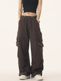 Fongt Small Loose Wide Leg Pants Female Spring And Autumn New Logo Paratrooper Pants Casual Cargo Pants-Outfit