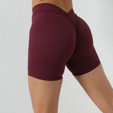 Fongt V Wrinkle Tight Hip Yoga Shorts New No Embarrassment Line Peach Hip Fitness Shorts-Outfit