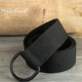 Casual Unisex Canvas Belt Men Women Adjustable Strap D Ring Buckle Webbing Outdoor Sports Braid