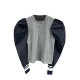 Fongt Spring New Simple Blouse Women Comfortable Leisure Bubble Sleeves Cuffs Loose Long-Sleeved Collar Collar