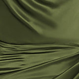 Satin Dress Spaghetti Strap Split Ruched Cowl Neck 2 Layer Elastic Zipper Midi Dress Elegant Sexy Dresses for Women