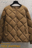 Short Cotton-padded Jacket Female Down Cotton Coat Autumn Winter Women Light Thin Quilted Lattice Parkas Casual Tops