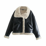 Winter Women's Wear Street Fashion Plush Fur Integrated Jacket-Outfit