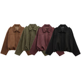 Fongt Spring Pilot Jacket Bat Sleeve Zipper Loose Tuffen Jacket Women's Casual Jacket
