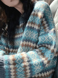 Vintage Jacquard Crew Neck Sweater-Outfit