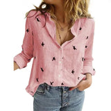 Print Long-Sleeve Blouse Loose Casual Office