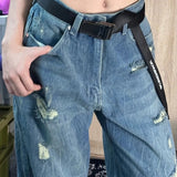 Vintage Washed Ripped Boyfriend Jeans-Outfit