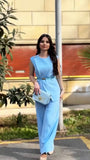 Fongt Summer New Solid Color Round Collar Sleeveless Top High Waist Broad Leg Pants Two Sets Of Women