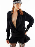 Shirt Lose Long Sleeve Frill Micro Mini Dress-Outfit