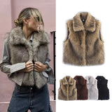 Fongt Women's Clothing 2025 Autumn New Casual Street Fashion Vest Artificial Fur Blouse