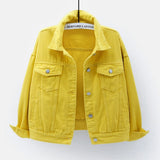 Women's Denim Jacket Spring Autumn Short Coat Pink Jean Jackets Casual Tops Purple Yellow White Loose Tops Lady Outerwear