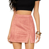 Women's Bag Hip Short Skirt High Waist Zipper Autumn Winter A-line Solid Color/Leopard Print