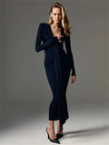 Pleated Tassel Long Sleeve Maxi Dress-Outfit