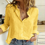 White Shirts Women New Solid Cotton Linen Button Blouses Tops Casual Loose Long Sleeve Lapel Female Shirts Tunic