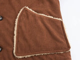 Corduroy Turn-down Collar Fur Lining Jacket-Outfit