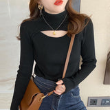 Fongt Collar Sweater Bottomed Women's New Autumn And Winter Long-Sleeved High-End Windwear Inside The Collar Knitting