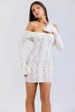 Lace Long Sleeve Off-shoulder Dress-Outfit