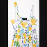 New Home Printed Breasted Flute Suspender Dress 3611306-Outfit